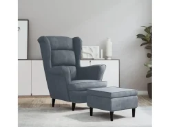 Poltrona | Cadeira Relax com banco veludo cinzento-escuro SHL274100
