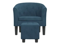Poltrona | Cadeira Relax com apoio de pés veludo azul-escuro SHL338089