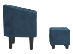Poltrona | Cadeira Relax com apoio de pés veludo azul-escuro SHL338089