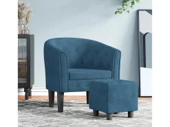 Poltrona | Cadeira Relax com apoio de pés veludo azul-escuro SHL338089