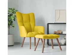 Poltrona | Cadeira Relax com banco veludo amarelo mostarda SHL475152