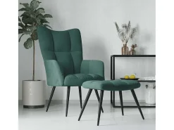 Poltrona | Cadeira Relax com banco veludo verde-escuro SHL139185