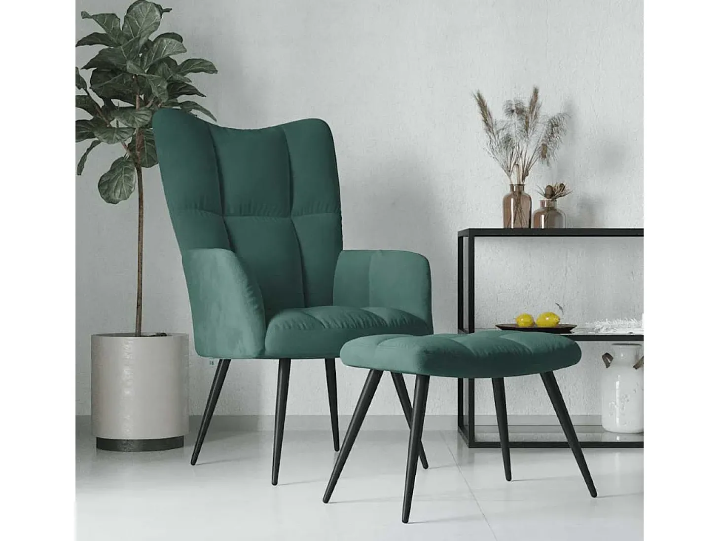 Poltrona | Cadeira Relax com banco veludo verde-escuro SHL139185