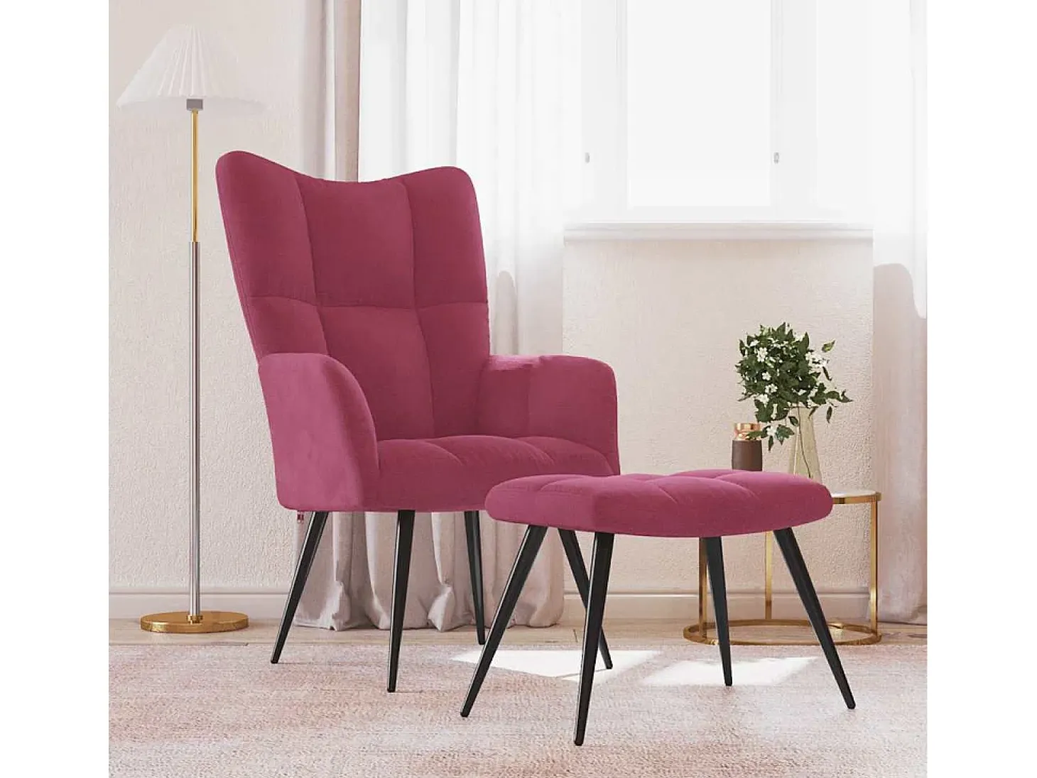 Poltrona | Cadeira Relax com banco veludo vermelho tinto SHL94972