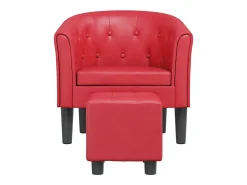 Poltrona | Cadeira Relax com apoio de pés couro artificial vermelho SHL436079