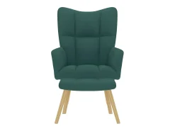 Poltrona | Cadeira Relax com banco p/ pés tecido verde-escuro SHL189919