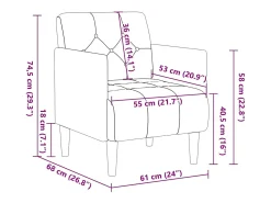 Poltrona | Cadeira Relax com apoio de braços 55 cm veludo cinzento-escuro SHL504018