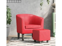 Poltrona | Cadeira Relax com apoio de pés couro artificial vermelho SHL439606