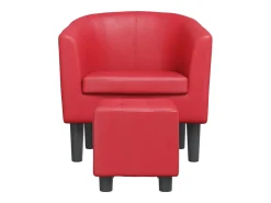 Poltrona | Cadeira Relax com apoio de pés couro artificial vermelho SHL439606