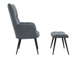 Poltrona | Cadeira Relax com banco veludo cinzento-escuro SHL640119