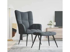 Poltrona | Cadeira Relax com banco veludo cinzento-escuro SHL640119