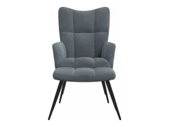 Poltrona | Cadeira Relax com banco veludo cinzento-escuro SHL640119