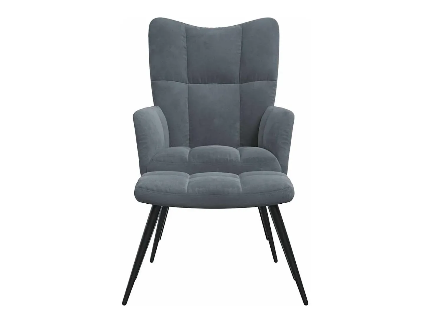 Poltrona | Cadeira Relax com banco veludo cinzento-escuro SHL640119