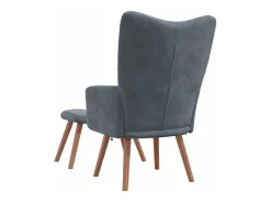 Poltrona | Cadeira Relax com banco veludo cinzento-escuro SHL609431