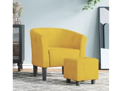 Poltrona | Cadeira Relax com apoio de pés veludo amarelo SHL59349