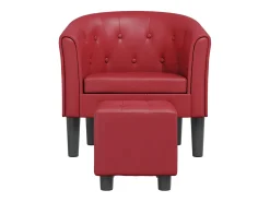 Poltrona | Cadeira Relax com apoio de pés couro artificial vermelho-tinto SHL506339