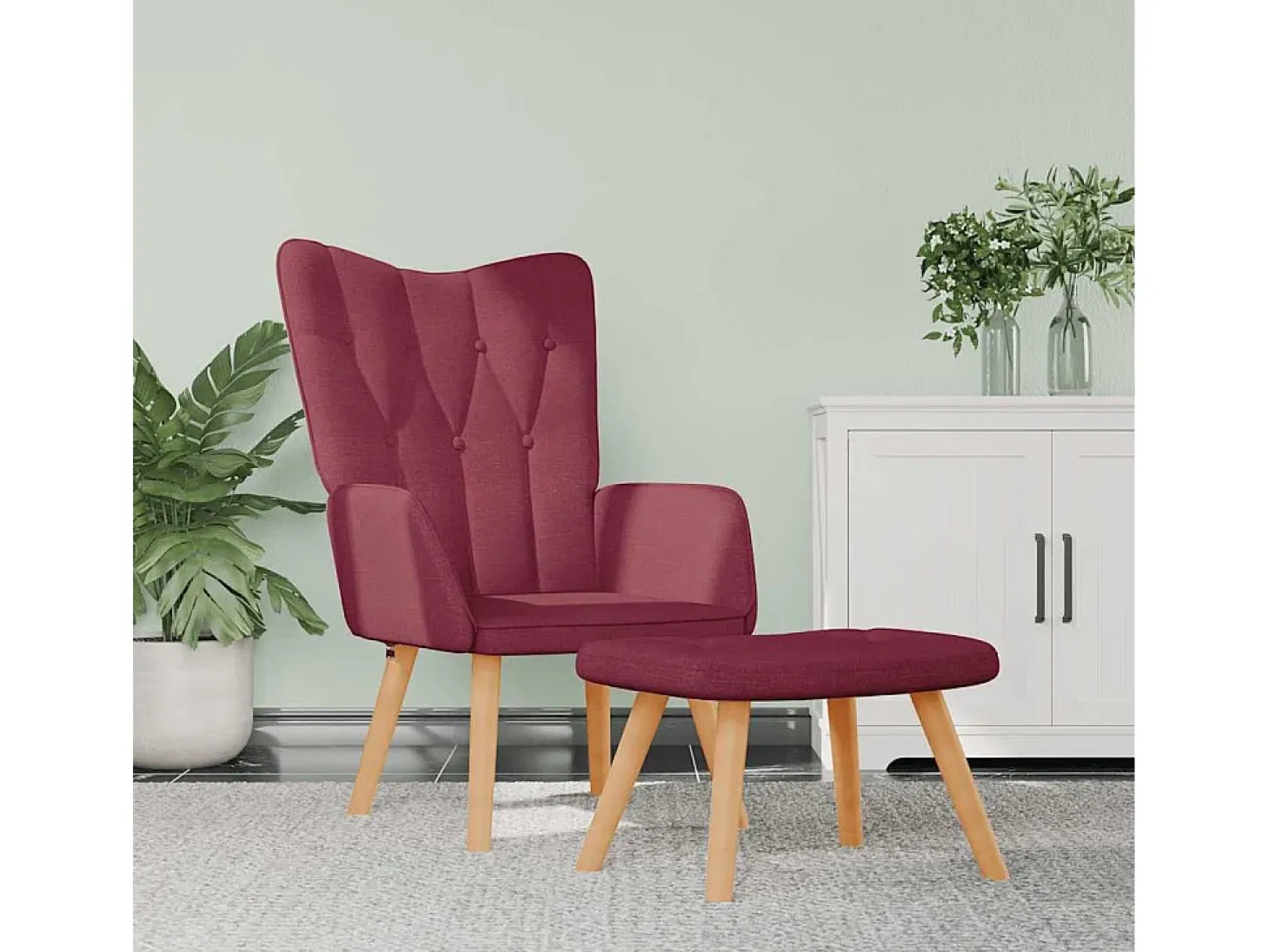 Poltrona | Cadeira Relax com banco tecido vermelho tinto SHL498099