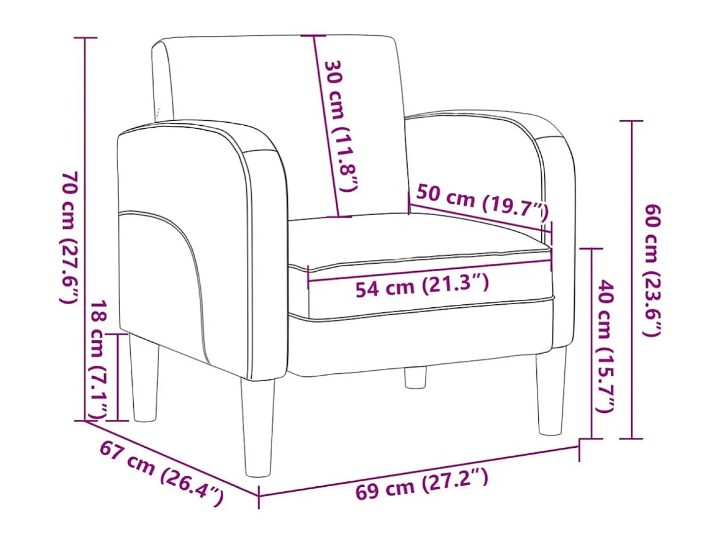 Poltrona | Cadeira Relax com apoios de braços 54 cm couro artificial SHL416327