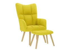 Poltrona | Cadeira Relax com apoio de pés tecido amarelo-claro SHL572587