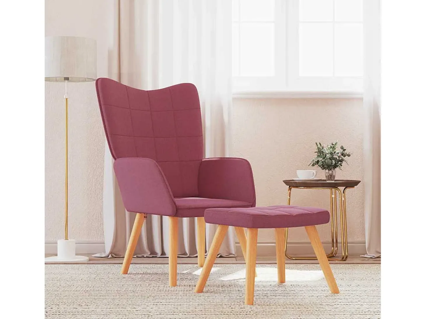 Poltrona | Cadeira Relax com banco tecido vermelho tinto SHL962287