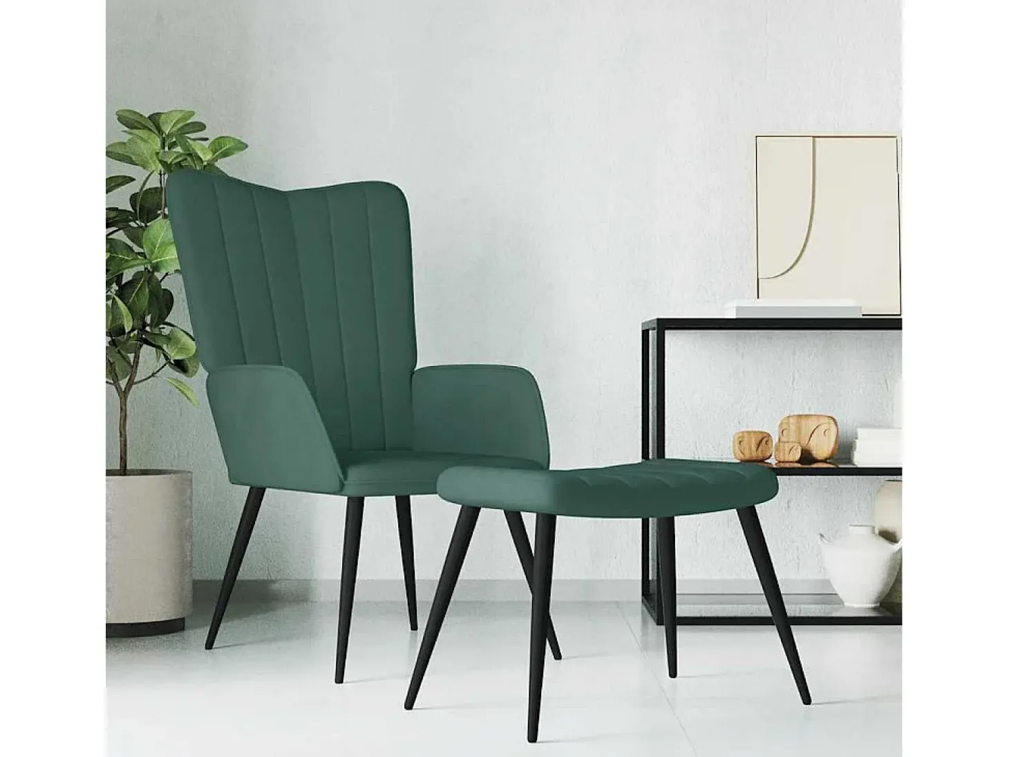 Poltrona | Cadeira Relax com banco veludo verde-escuro SHL687586