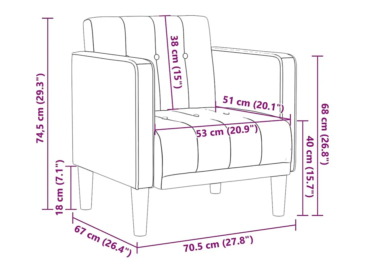 Poltrona | Cadeira Relax com apoio de braços 53 cm tecido cinzento-escuro SHL350621