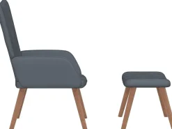 Poltrona | Cadeira Relax com banco veludo cinzento-escuro SHL640264