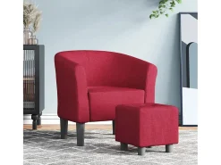 Poltrona | Cadeira Relax com apoio de pés tecido vermelho tinto SHL541672