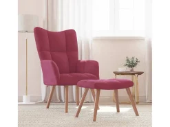 Poltrona | Cadeira Relax com banco veludo vermelho tinto SHL117822
