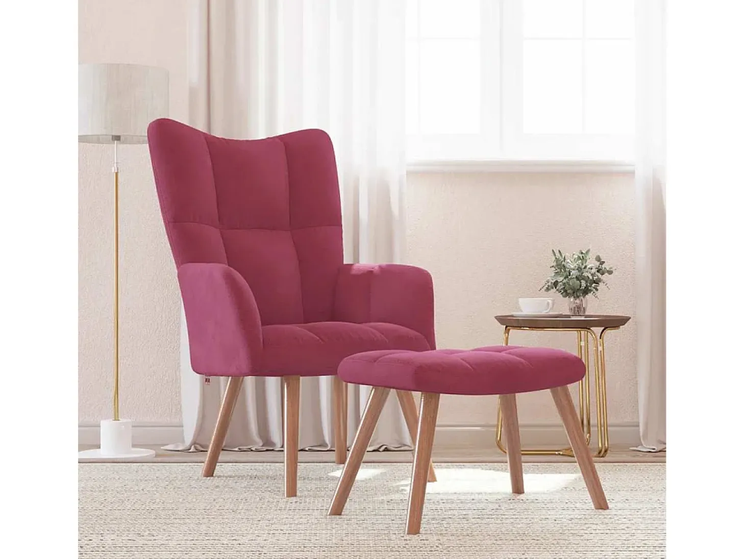 Poltrona | Cadeira Relax com banco veludo vermelho tinto SHL117822