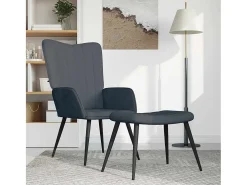 Poltrona | Cadeira Relax com banco veludo cinzento-escuro SHL825407