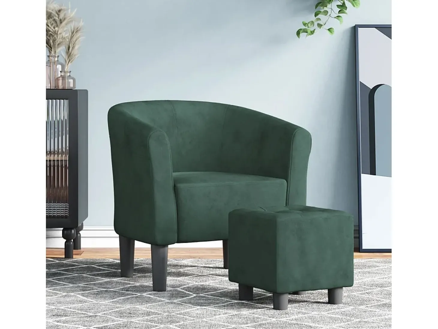Poltrona | Cadeira Relax com apoio de pés veludo verde-escuro SHL776509