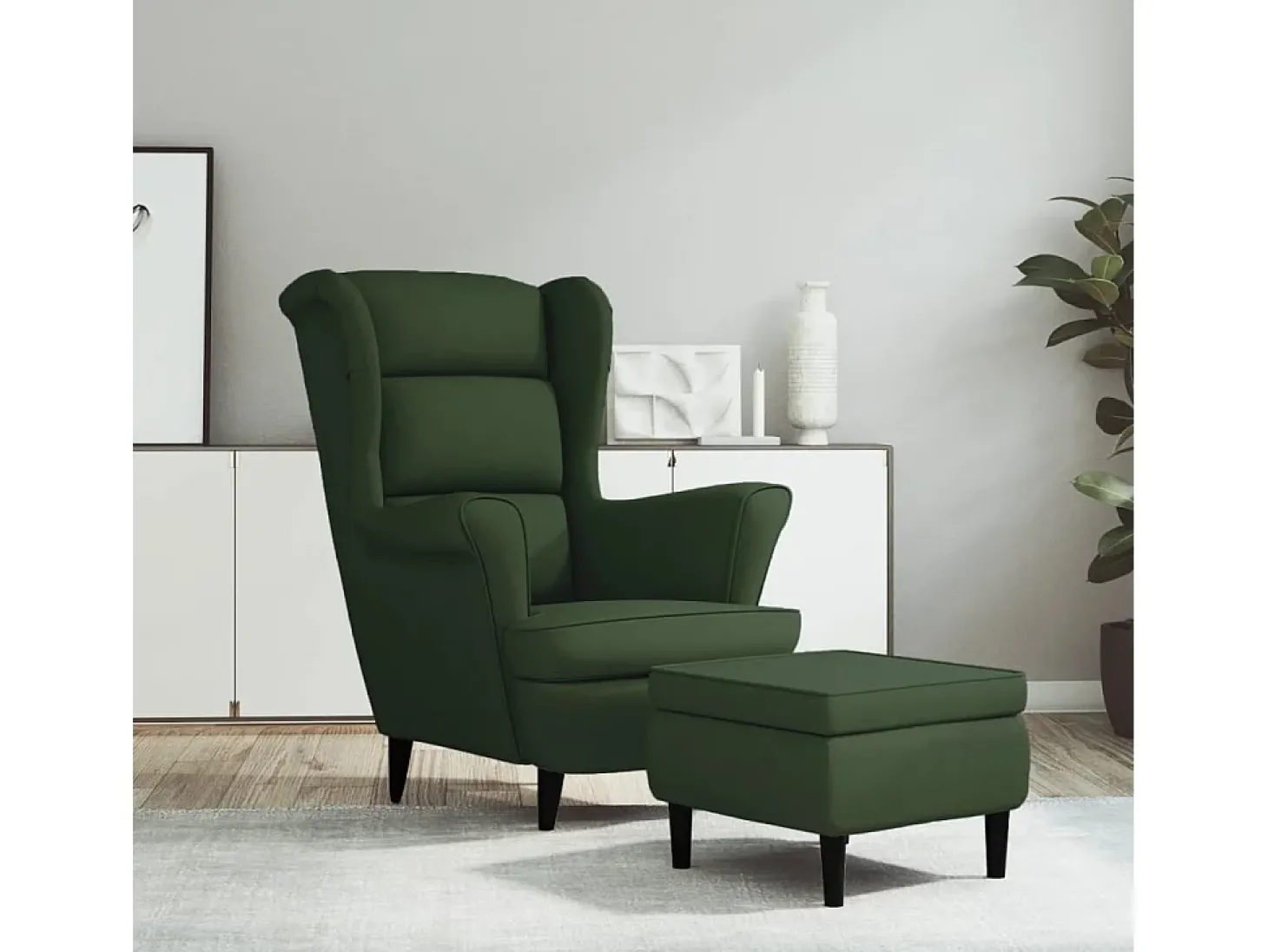 Poltrona | Cadeira Relax com banco veludo verde-escuro SHL450828