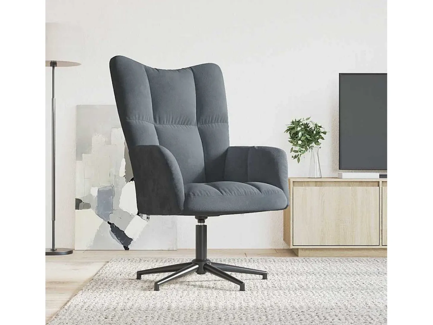 Poltrona | Cadeira Relax veludo cinzento-escuro SHL540709