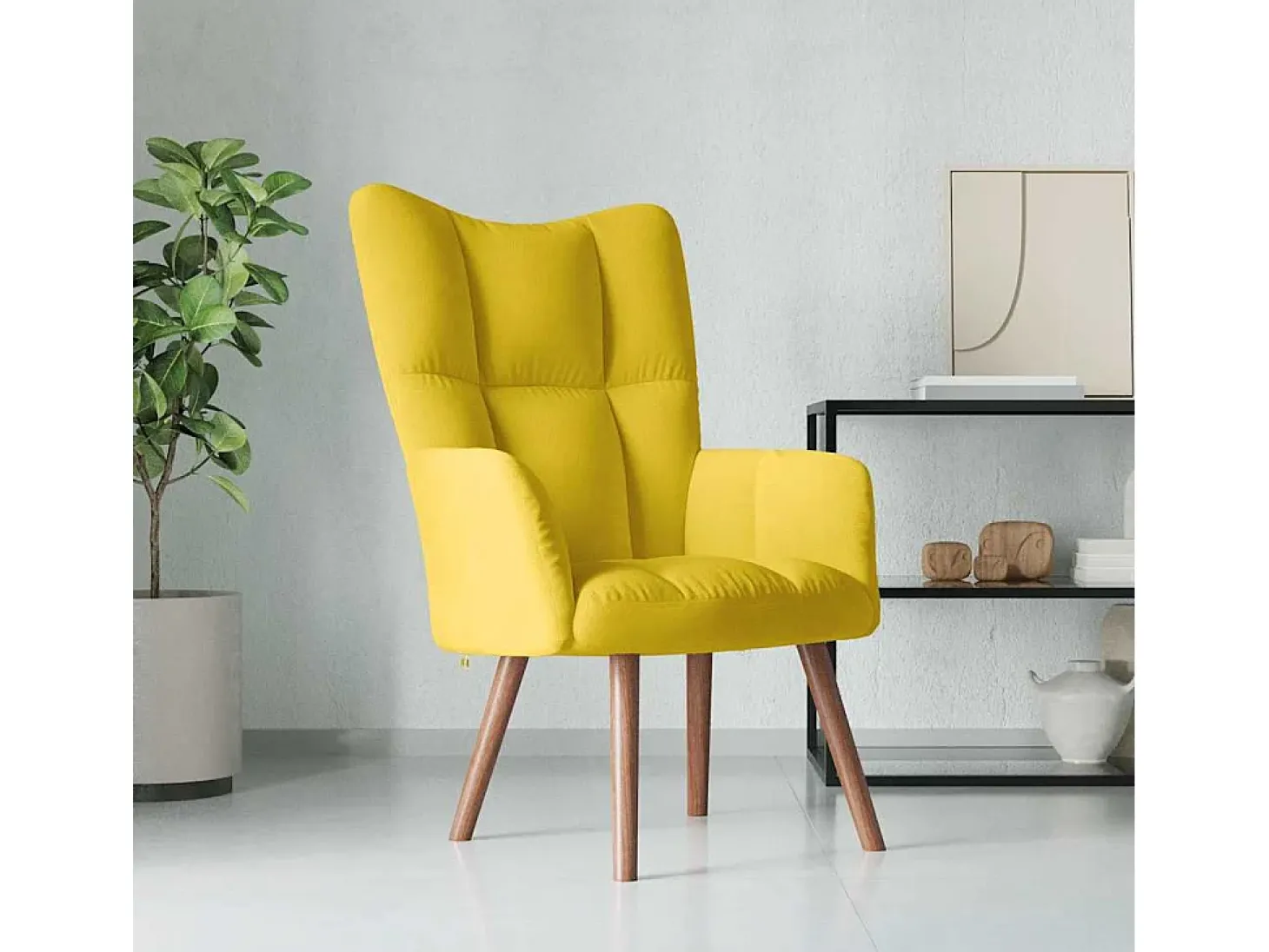 Poltrona | Cadeira Relax veludo amarelo mostarda SHL91459