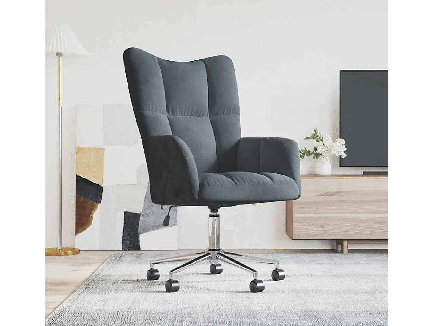 Poltrona | Cadeira Relax veludo cinzento-escuro SHL539203