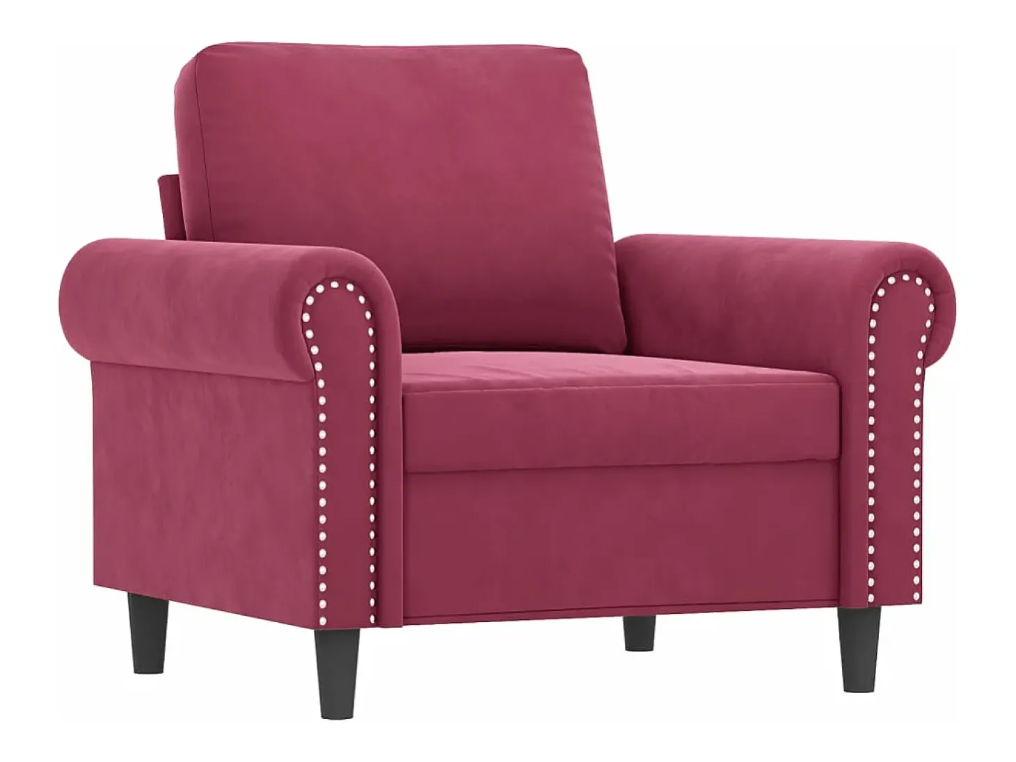 Poltrona 60 cm veludo vermelho-tinto PT598073