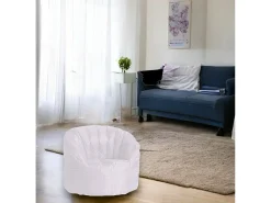Poltrona Allos, Assento almofadado, Sofá individual de sala, Cadeira com braços, Fabricado em Itália, 80x80 h80 cm, Branco