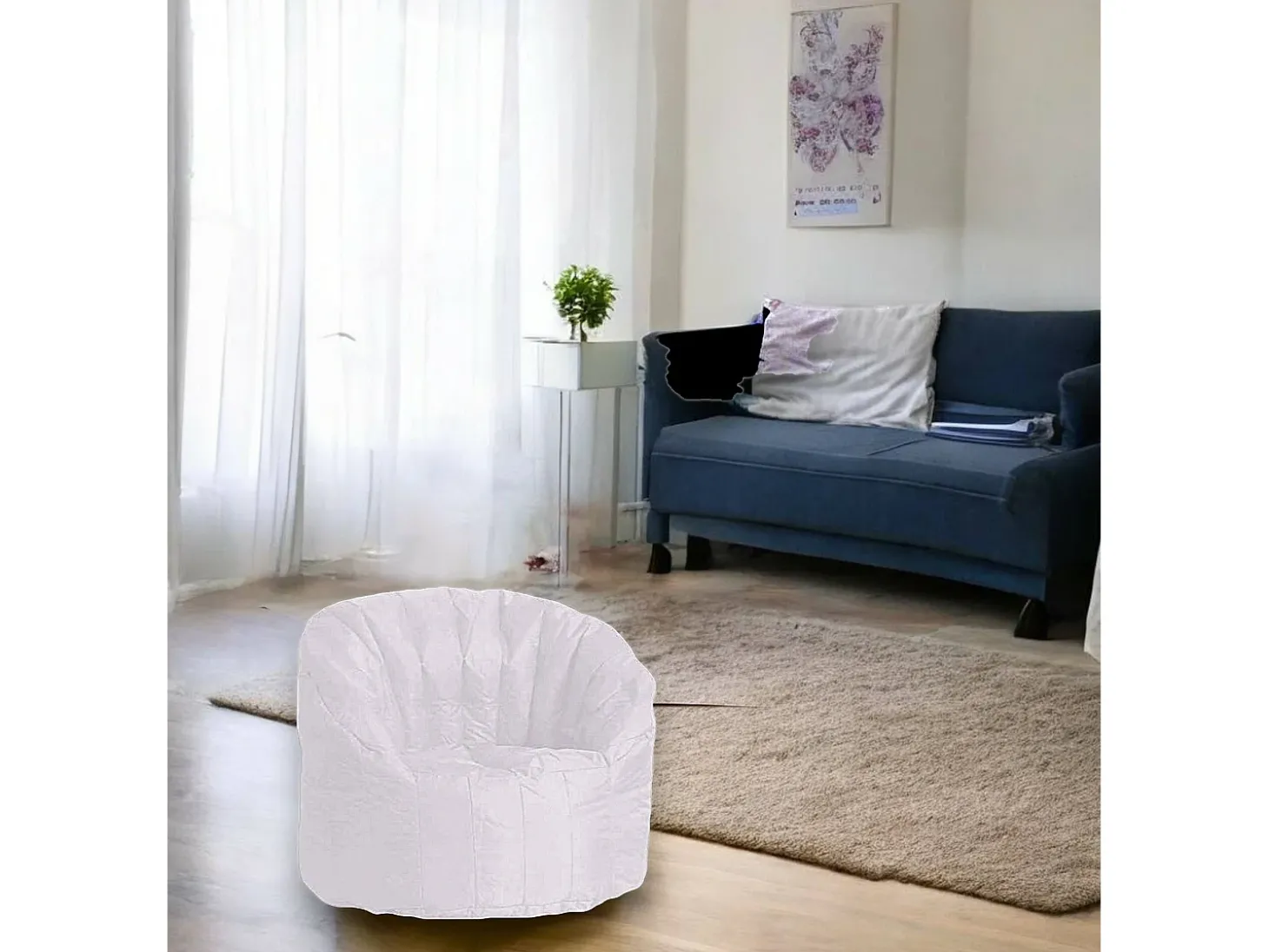 Poltrona Allos, Assento almofadado, Sofá individual de sala, Cadeira com braços, Fabricado em Itália, 80x80 h80 cm, Branco