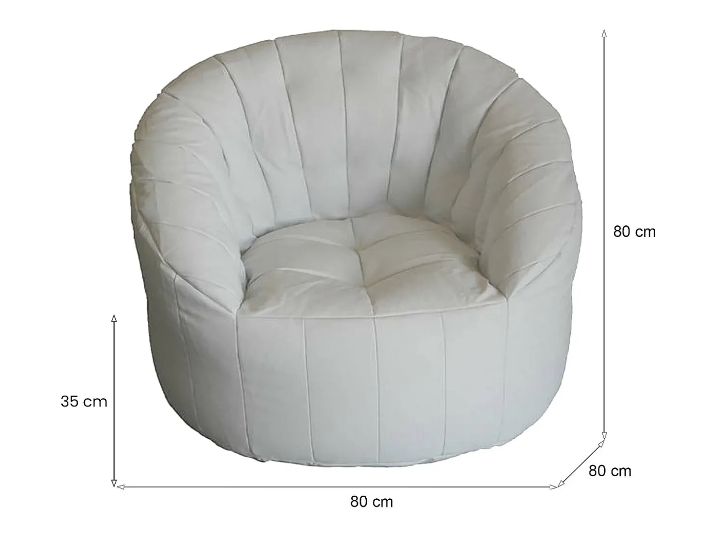 Poltrona Amenso, Assento almofadado, Sofá individual de sala, Cadeira com braços, Fabricado em Itália, 80x80 h80 cm, Branco