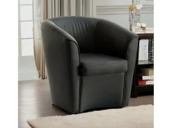 Poltrona Annaluna, Poltrona de sala de estar, 100% Made in Italy, Poltrona relaxante em couro ecológico, 70x60h74 cm, Preto