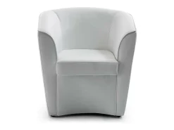 Poltrona Annaluna, Poltrona de sala de estar, 100% Fabricado na Itália, Poltrona relaxante em couro ecológico, 70x60h74 cm, Branco