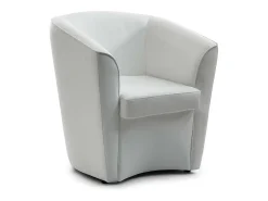 Poltrona Annaluna, Poltrona de sala de estar, 100% Fabricado na Itália, Poltrona relaxante em couro ecológico, 70x60h74 cm, Branco