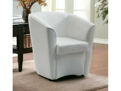 Poltrona Annaluna, Poltrona de sala de estar, 100% Fabricado na Itália, Poltrona relaxante em couro ecológico, 70x60h74 cm, Branco