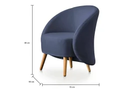 Poltrona Annarella, Poltrona lounge design, 100% Made in Italy, Poltrona relaxante em tecido acolchoado, 70x60h80 cm, Azul