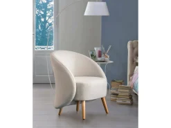 Poltrona Annarella, poltrona lounge design, 100% Made in Italy, poltrona relaxante em tecido acolchoado, 70x60h80 cm, Bege