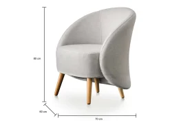 Poltrona Annarella, Poltrona lounge design, 100% Made in Italy, Poltrona relaxante em tecido acolchoado, 70x60h80 cm, Cinza