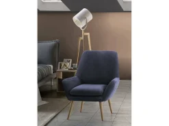 Poltrona Annarita, poltrona lounge de design, 100% Made in Italy, poltrona relaxante em tecido acolchoado, 80x70h95 cm, Azul