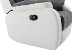 Poltrona articulada microfibra e pele sintética cinzento e branco BRODY