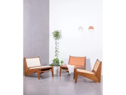 Poltrona baixa em madeira de teca e rattan natural - Compass - Teca